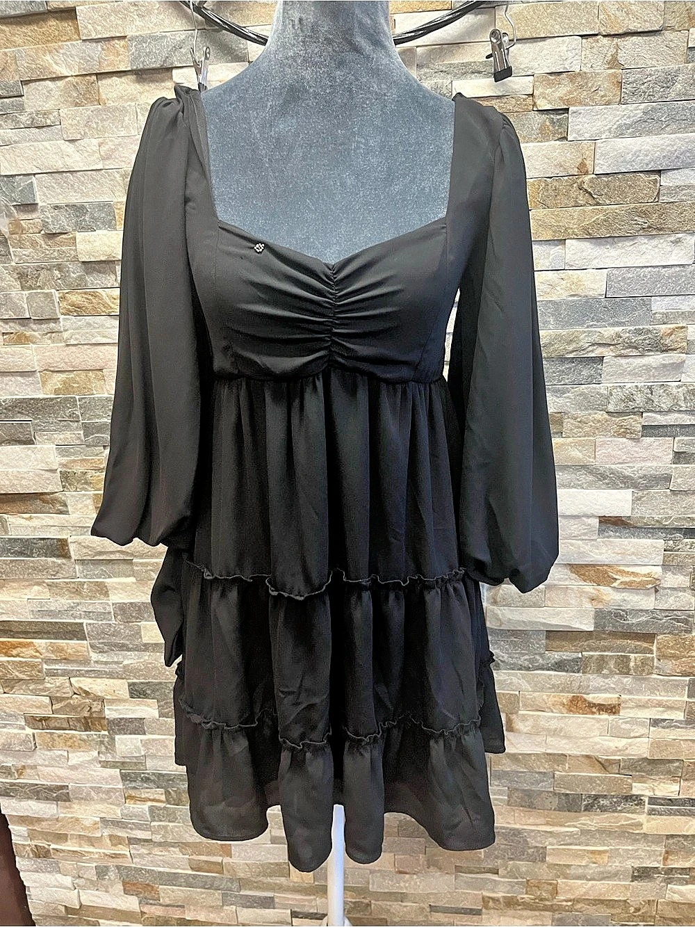 MUMU Black Tiered Mini Dress Small